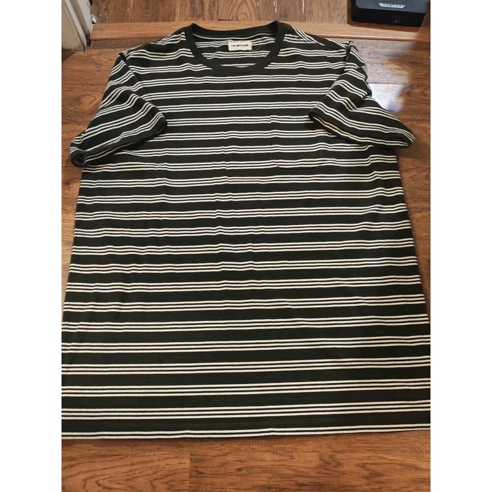 Taylor Stitch Shirt Mens 46 Striped Pocket Recycled Cotton Blend Crewneck Tee